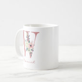 Mug Lettre Florale Rose Initiale W (Devant gauche)