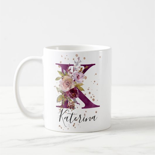 Mug LETTRE Florale ROUGE BOURG K MONO (Gauche)