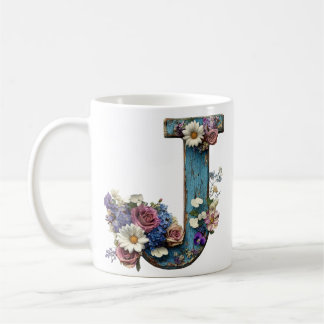 Mug Lettre Florale Rustique J Vintage