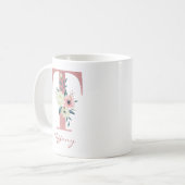 Mug LETTRE Florale T INITIALE - Bouquet rose et ivoire (Devant gauche)