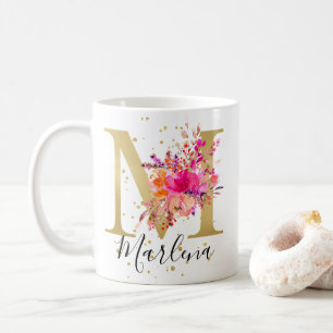 MUG LETTRE FLORALE VERTE CHAUDE M MONO