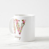 Mug Lettre florale W monogramme personnalisé (Devant gauche)