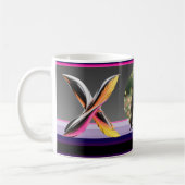 Mug Lettre fluide abstraite X Plumes néon (Gauche)