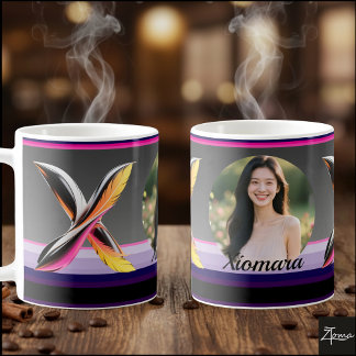 Mug Lettre fluide abstraite X Plumes néon