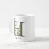 Mug Lettre forestière rustique H Monogramme Nom (Devant gauche)