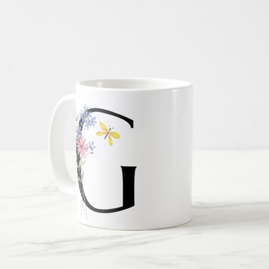 Mug Lettre G avec des fleurs (Devant gauche)