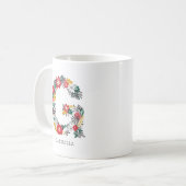 Mug Lettre G | LETTRE FLEURIE Whimsical Monogramme I M (Devant gauche)