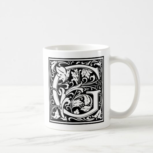 Mug Lettre G Monogramme médiéval Art Nouveau (Droite)