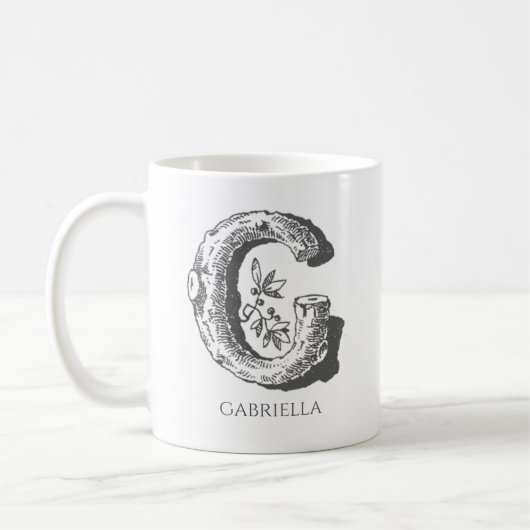 Mug Lettre G Monogramme Nom moderne (Gauche)