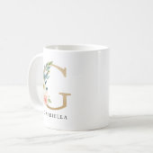 Mug LETTRE G MONOGRAPHIQUE G Rose et or (Devant gauche)