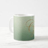 Mug Lettre G Pailletée Or Vert Olive (Devant gauche)