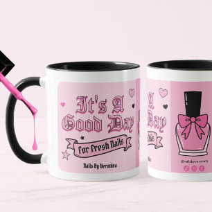 Mug Lettre gothique rose technologie ongulaire