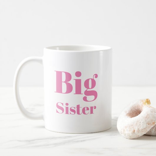 Mug LETTRE GRANDE SOEUR Pink blanche (Avec donut)