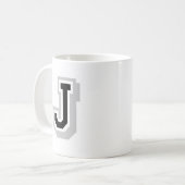 Mug lettre grise noire J (Devant gauche)