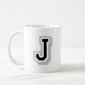 Mug lettre grise noire J (Gauche)