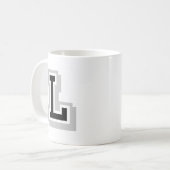 Mug lettre grise noire L (Devant gauche)