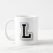 Mug lettre grise noire L (Gauche)