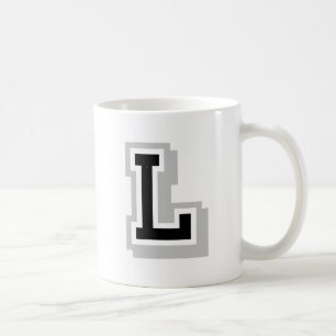 Mug lettre grise noire L