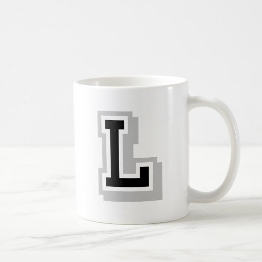 Mug lettre grise noire L (Droite)