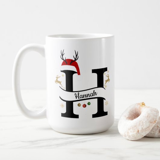 Mug Lettre H Alphabet de Noël  (Avec donut)