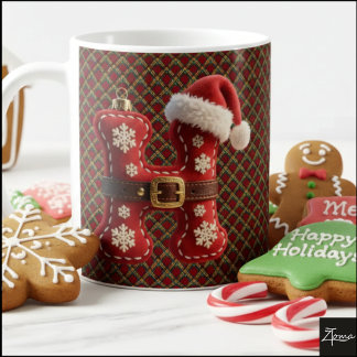 Mug Lettre H avec garniture dorée pastel superposée
