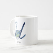 Mug Lettre "H" de la fleur d'aquarelle initiale de muq (Devant gauche)