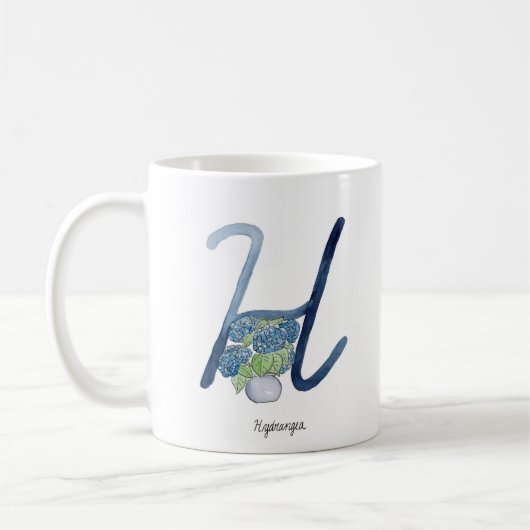 Mug Lettre "H" de la fleur d'aquarelle initiale de muq (Gauche)