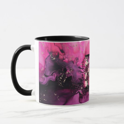 Mug Lettre H en marbre rose et pourpre (Gauche)