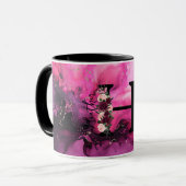 Mug Lettre H en marbre rose et pourpre (Devant gauche)
