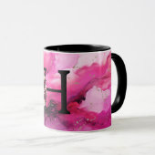 Mug Lettre H en marbre rose et pourpre (Devant droit)