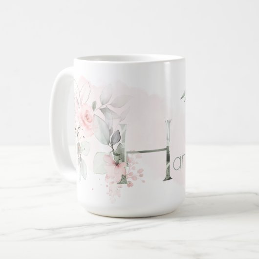 Mug Lettre H Monogramme rose rose rose pâle (Devant gauche)