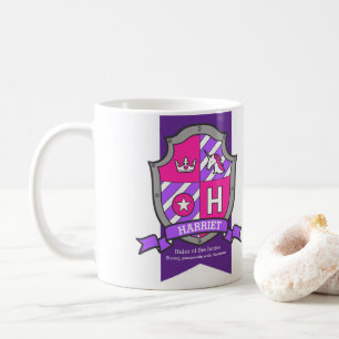 Mug Lettre harriet H crête rose unicorne nom signifian