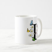 Mug Lettre I Botanique Aquarelle Papillon Monogramme (Devant droit)