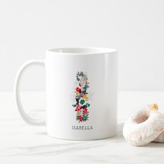 Mug Lettre I | LETTRE FLEURIE Whimsical Monogramme I M (Avec donut)