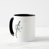 Mug Lettre " I " Monogramme noir Script Floral (Devant gauche)