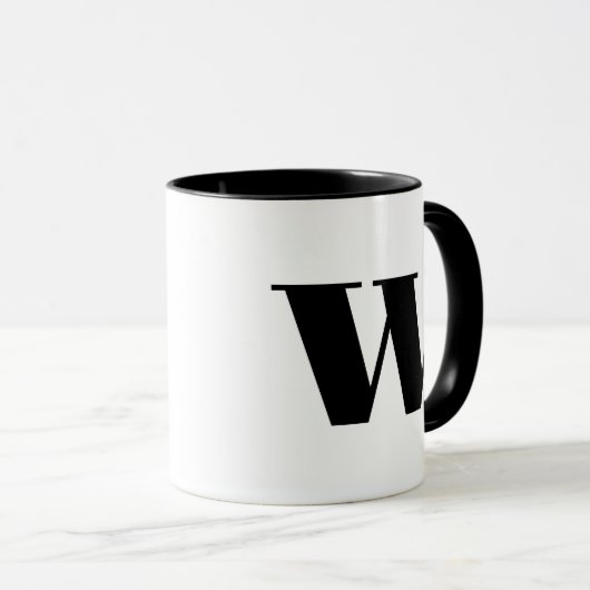 Mug Lettre initiale de Monogramme moderne avec noir et (Devant droit)