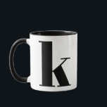 Mug Lettre initiale de Monogramme moderne k noir et bl<br><div class="desc">Joli monogramme moderne en noir et blanc. Si votre lettre préférée ne fonctionne pas sur cette tasse,  s'il vous plaît voir la collection de tasse monogramme pour la lettre que vous voulez ou contactez-moi.</div>