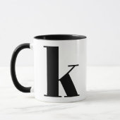 Mug Lettre initiale de Monogramme moderne k noir et bl (Gauche)