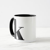Mug Lettre initiale de Monogramme moderne k noir et bl (Devant gauche)