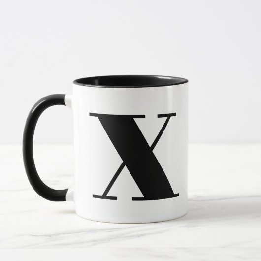 Mug Lettre initiale de Monogramme moderne x noir et bl (Gauche)