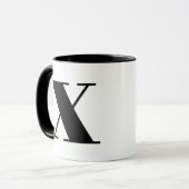 Mug Lettre initiale de Monogramme moderne x noir et bl (Devant gauche)