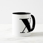 Mug Lettre initiale de Monogramme moderne x noir et bl (Devant droit)