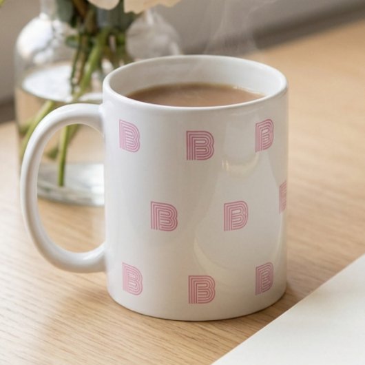 Mug Lettre initiale de monogramme motif simple rose mo