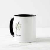 Mug LETTRE INITIALE Élégante L Feuilles botaniques flo (Devant gauche)