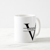 Mug Lettre initiale élégante personnalisée V (Devant droit)