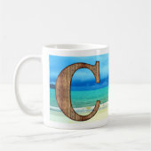 Mug Lettre initiale en bois C Beach Ocean Scene (Gauche)
