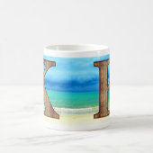 Mug Lettre initiale en bois K Beach Ocean Scene (Centre)