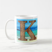 Mug Lettre initiale en bois K Beach Ocean Scene (Gauche)