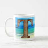 Mug Lettre initiale en bois T Beach Ocean Scene (Gauche)