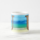 Mug Lettre initiale en bois U Beach Ocean Scene (Centre)